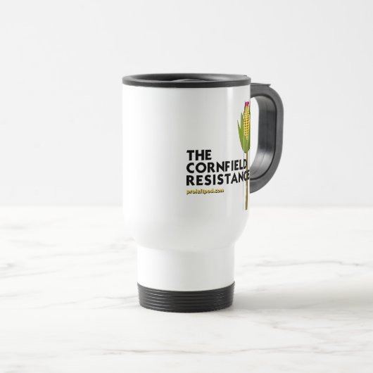 White Travel Mug - The Cornfield Resistance Reisbeker (Voorkant rechts)