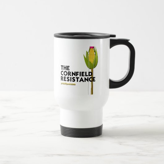 White Travel Mug - The Cornfield Resistance Reisbeker (Rechts)