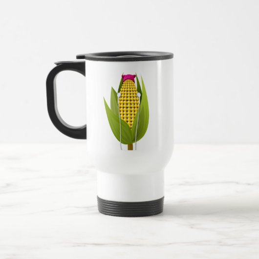 White Travel Mug - The Cornfield Resistance Reisbeker (Links)