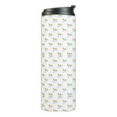 White travel mug with black lid  thermosbeker (Gedraaid links)
