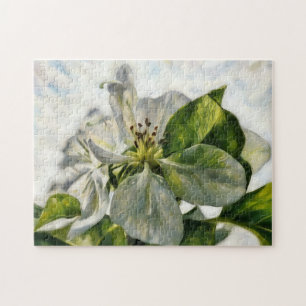 White Tree Blossom Flower Art Puzzel