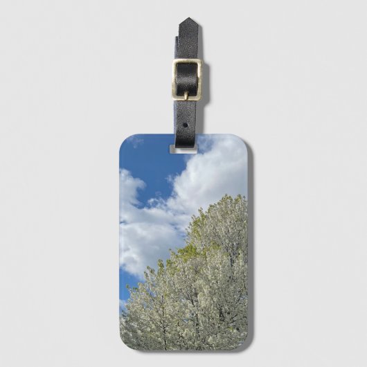 White Tree Blue Sky Clouds Photo Bagagelabel (Voorkant (verticaal))
