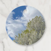 White Tree Blue Sky Clouds Photo Bedankjes Labels (Voorkant)