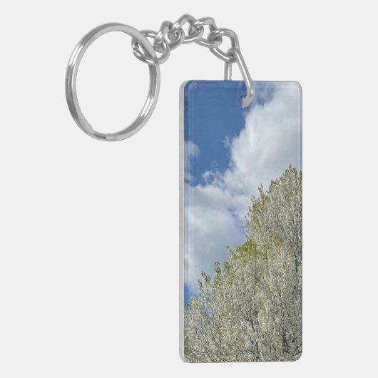 White Tree Blue Sky Clouds Photo Sleutelhanger (Voorkant Links)