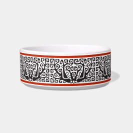 White Tree Pattern Ceramic Small Dog Bowl Voerbakje