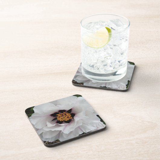 White Tree Peony Floral Bier Onderzetter (Rechterzijde)