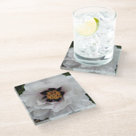 White Tree Peony Floral Glazen Onderzetter