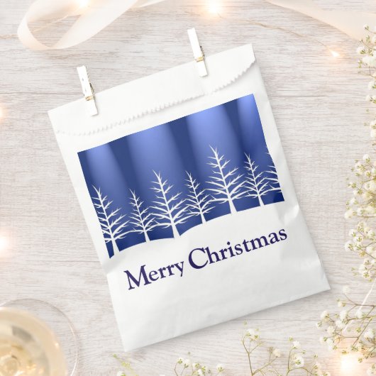 White Tree Silhouettes Elegant Kerstmis Bedankzakje (Geknipt)