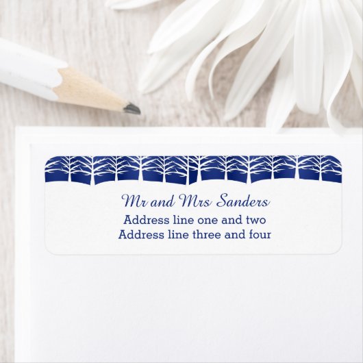 White Tree Silhouettes Elegant Kerstmis Etiket (Insitu)