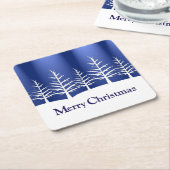 White Tree Silhouettes Elegant Kerstmis Kartonnen Onderzetters (Schuin)