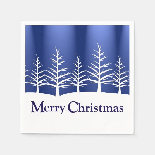 White Tree Silhouettes Elegant Kerstmis Servet (Voorkant)