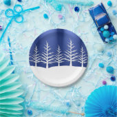 White Tree Silhouettes kerst Papieren Bordje (Feest)