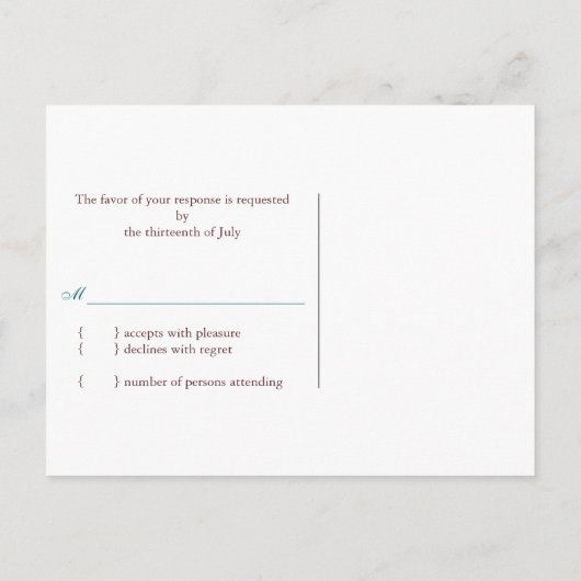 White Tree Theme Wedding RSVP Uitnodiging Briefkaart (Achterkant)