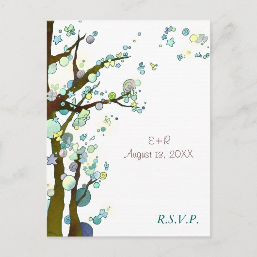 White Tree Theme Wedding RSVP Uitnodiging Briefkaart (Voorkant)