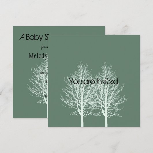 White Trees Green Baby shower nodigt uit Kaart (Voorkant / Achterkant)