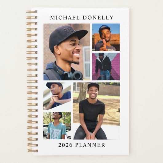 White Trendy 6 fotocollage jaarlijks Planner (Voorkant)