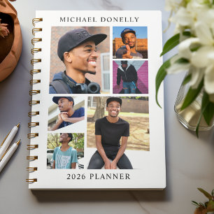 White Trendy 6 fotocollage jaarlijks Planner
