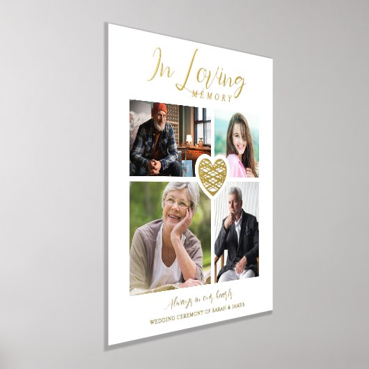 White Trendy Collage 4 Photos Modern Heart Wedding Folie Afdrukken (Laagn)