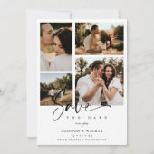 White Trendy Collage Wedding Save Date 4 Photos (Voorkant)