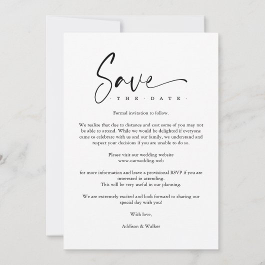 White Trendy Collage Wedding Save Date 4 Photos (Achterkant)