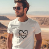 White Trendy Hubby In Hart Print Mannen T-shirt
