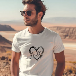 White Trendy Hubby In Hart Print Mannen T-shirt