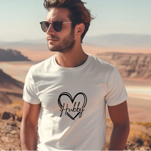 White Trendy Hubby In Hart Print Mannen T-shirt
