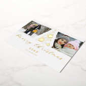 White Trendy Luxury Christmas Tree 2 Photos Family Folie Feestdagenkaart (Gedraaid)