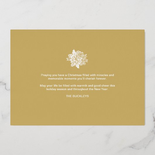 White Trendy Luxury Christmas Tree 2 Photos Family Folie Feestdagenkaart (Achterkant)