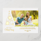 White Trendy Luxury Christmas Tree Photo Folie Feestdagenkaart (Voorkant)