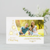 White Trendy Luxury Christmas Tree Photo Folie Feestdagenkaart (Staand Voorkant)