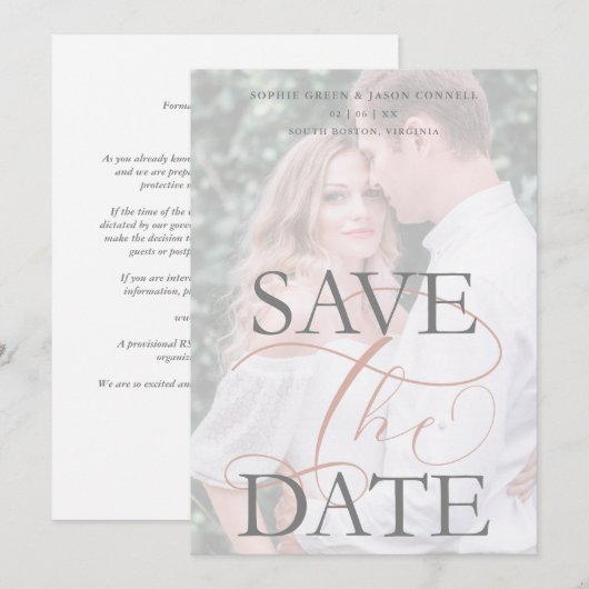 White Trendy Transparency Effect Photo Wedding (Voorkant / Achterkant)