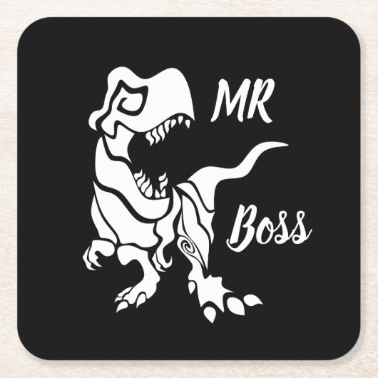 White Trex de baas Dino Kartonnen Onderzetters (Voorkant)