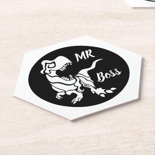 White Trex de baas Dino Kartonnen Onderzetters (Schuin)