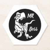 White Trex de baas Dino Kartonnen Onderzetters (Voorkant)