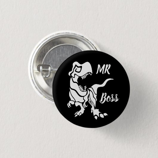 White Trex de baas Dino Ronde Button 3,2 Cm (Voorkant /achterkant)