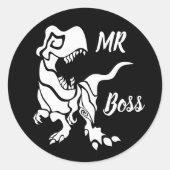 White Trex de baas Dino Ronde Sticker (Voorkant)