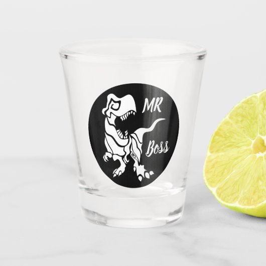 White Trex de baas Dino Shot Glas (Voorkant)