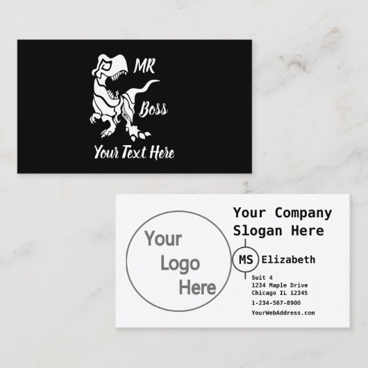 White Trex de baas Dino Visitekaartje (Voorkant / Achterkant)