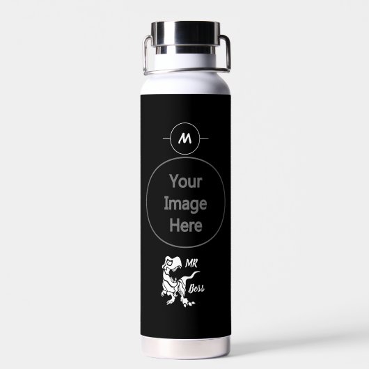 White Trex de baas Dino Waterfles (Achterkant)