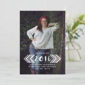 White Tribal Aztec Foto Afstuderen kondiging Aankondiging (Staand voorkant)