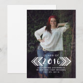 White Tribal Aztec Foto Afstuderen kondiging Aankondiging (Voorkant / Achterkant)