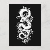 White Tribal Chinese draak op zwart Briefkaart (Voorkant)