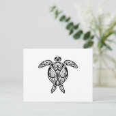 White Tribal Hawaiian Tattoo Boho Zee Turtle Briefkaart (Staand voorkant)