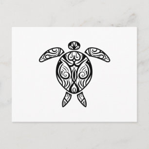 White Tribal Hawaiian Tattoo Boho Zee Turtle Briefkaart