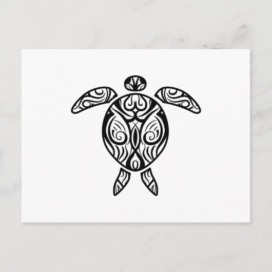 White Tribal Hawaiian Tattoo Boho Zee Turtle Briefkaart (Voorkant)