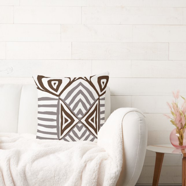 White Tribal Mud Cloth Pattern African Kussen (Bank)