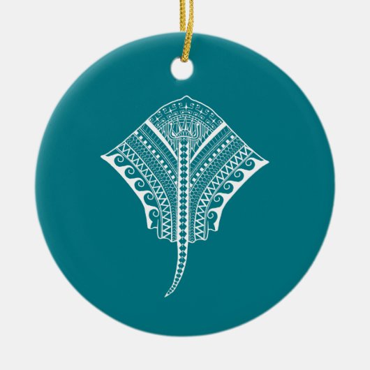 White Tribal Stingray Keramisch Ornament (Voorkant)