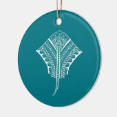 White Tribal Stingray Keramisch Ornament (Links)