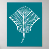 White Tribal Stingray Poster (Voorkant)